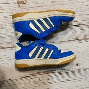 Adidas Break Start Big Kids Size 2 Sneakers Shoes Blue Bird Boys Velcro Straps